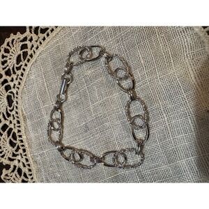 Sterling Silver  Chain Bracelet 7 1/2" Long Signed Sterling Overlapping Oval